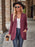 Open Front Cardigan with Pockets Burgundy