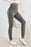 Gray Wide Waistband Ribbed Textured Knit Leggings