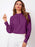 Ruched Mock Neck Long Sleeve Blouse Purple