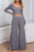 Black Plain Ribbed Crop Top & Wide Leg Pants Two Piece Pants Set Gray