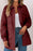 Snap Down Collared Winter Coat Burgundy